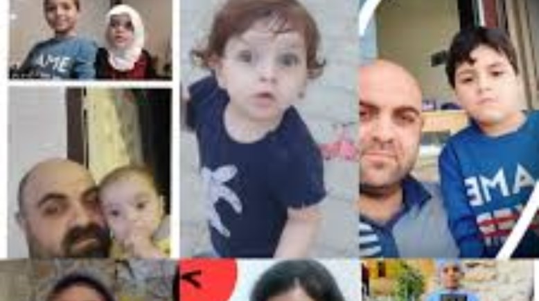 أبناء الطبيبة ألاء النجار  الراحلون وزوحها المصاب الدتور حمدي النجار 