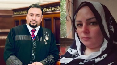 أرملة شقيق سعد الصغير ومحاميها أحمد مهران 