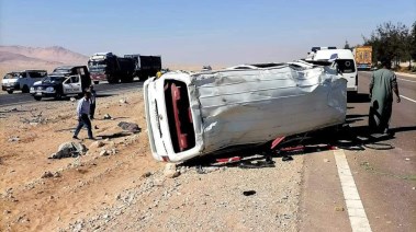 انقلاب سيارة ميكروباص - أرشيفية