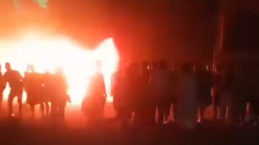 حريق محطة بنزين في المنيا 