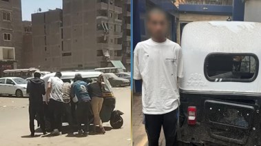 جانب من الواقعة والمتهم بعد القبض عليه