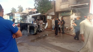 موقع الحريق بعد السيطرة عليه