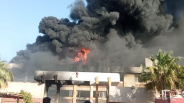 حريق مصنع بلاستيك بأكتوبر