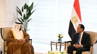 رئيس الوزراء مصطفى مدبولي، وولي عهد إمارة الفجيرة محمد بن حمد الشرقي