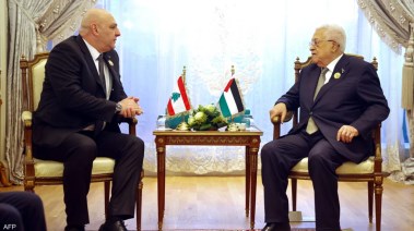  الرئيس اللبناني، جوزيف عون، ونظيره الفلسطيني محمود عباس