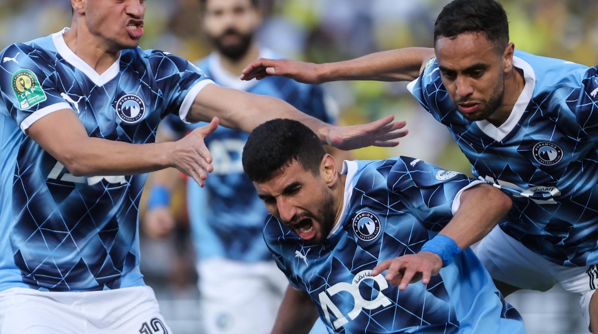 فرحة لاعبي بيراميدز بهدف الكرتي أمام صن داونز فرحة لاعبي بيراميدز بهدف الكرتي أمام صن داونز