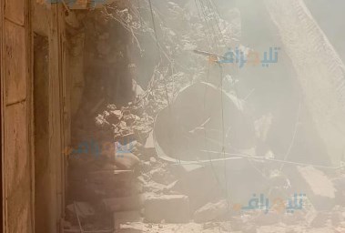 جانب من انهيار عقارين في حدائق القبة 