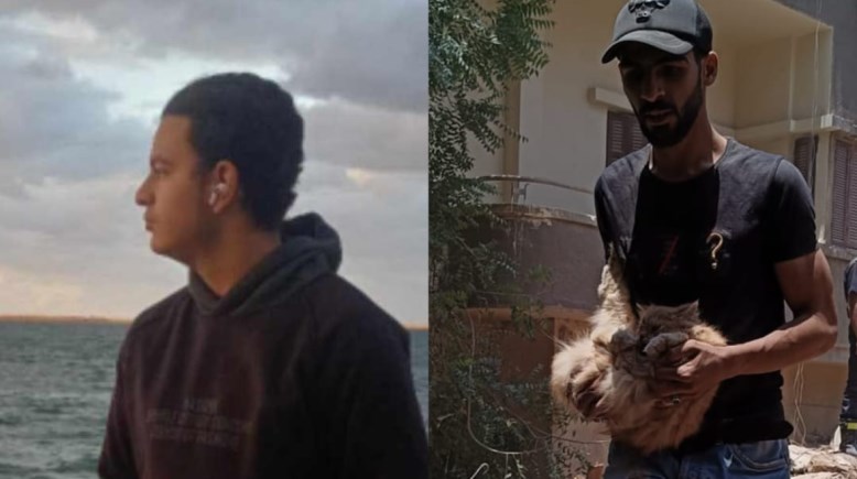 لحظة انتشال قطة الطالب مسلم ضحية العقار المنهار