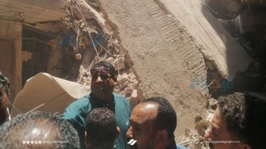 جانب من انهيار عقارين في حدائق القبة 