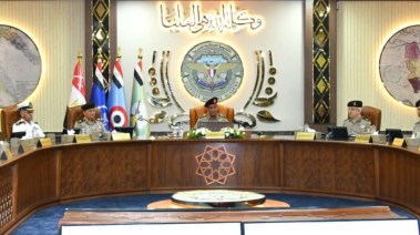 جانب من مؤتمر مدير الأكاديمية العسكرية الفريق أشرف سالم زاهر 