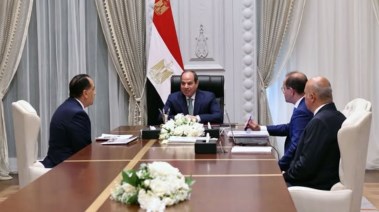  الرئيس السيسي خلال اجتماعه مع مدبولي وكجوك