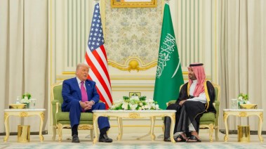 ولى العهد السعودى رئيس مجلس الوزراء، الأمير محمد بن سلمان بن عبدالعزيز آل سعود والرئيس الأمريكي دونالد ترامب