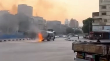 حريق سيارة الوقود بمنطقة مصر القديمة