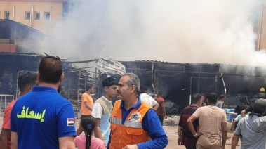 حريق ضخم أمام مول البنفسج بمنطقة دهشور بأكتوبر