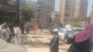 حريق في ماسورة غاز بأحد شوارع حي البساتين