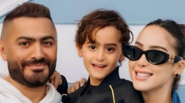 تامر حسني وبسمة بوسيل وابنهما آدم