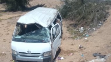 حادث انقلاب ميكروباص