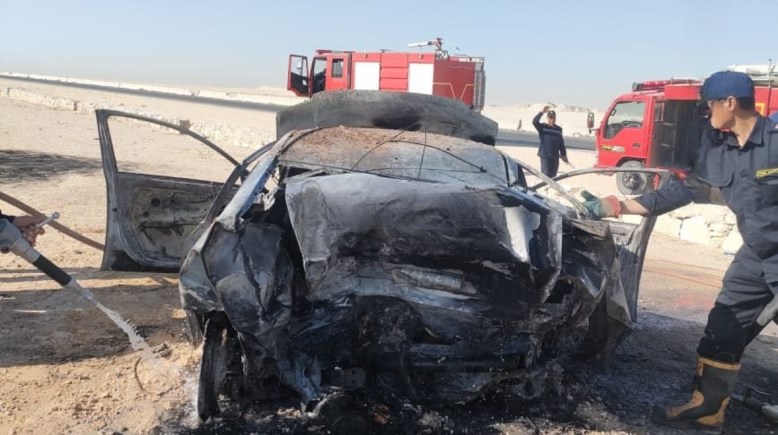 حادث تصادم سيارتين ملاكي بصحراوي المنيا