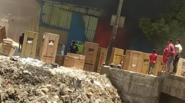 حريق مخزن أبو صير بالبدرشين