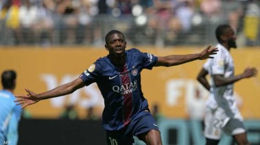 ديمبلي يحتفل بهدفه في ريال مدريد 