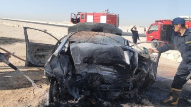 حادث تصادم سيارتين ملاكي بصحراوي المنيا