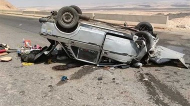إصابة 9 أشخاص بينهم 3 أطفال في حادث انقلاب سيارة على الطريق الصحراوي الشرقي ببني سويف