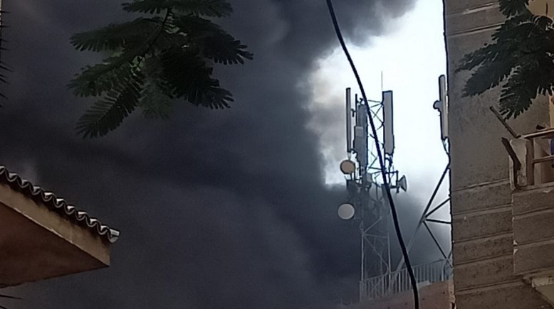 جانب من حريق عقار بولاق أبو العلا