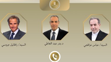 وزير الخارجية الدكتور بدر عبد العاطي، مع كل من عباس عراقجي وزير خارجية إيران، ورافائيل جروسى المدير العام للوكالة الدولية للطاقة الذرية