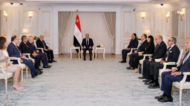الرئيس السيسي خلال استقبال رئيس الوزراء اللبناني نواف سلام