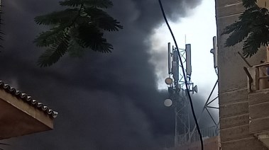جانب من حريق عقار بولاق أبو العلا