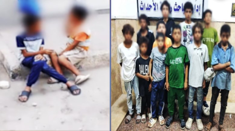 الأطفال المتسولين المضبوطين