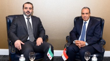 وزير الخارجية الدكتور بدر عبد العاطي مع وزير الخارجية السوري الشقيق