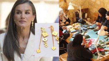 ملكة إسبانيا بقرطين ذهبيين صناعة مصرية