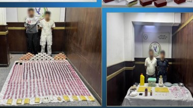 بعض المتهمين وجانب من المضبوطات 