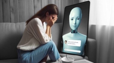 فتاة تتحدث مع روبوت العلاج النفسي 