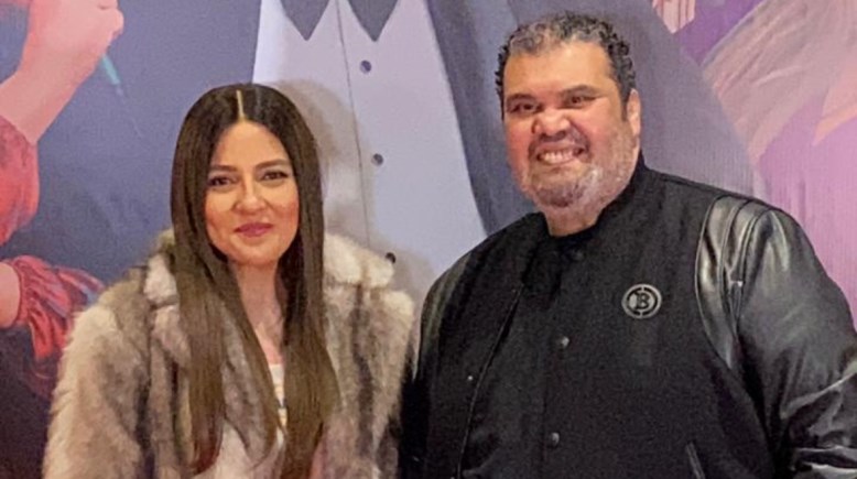 مي كساب وإبرام سمير من العرض الخاص لفيلم  مؤلف ومخرج وحرامي