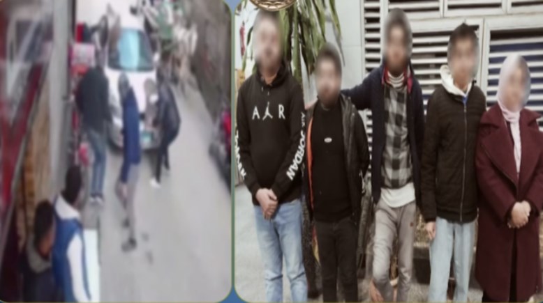 المتهمون بعد ضبطهم ولقطة من الفيديو 