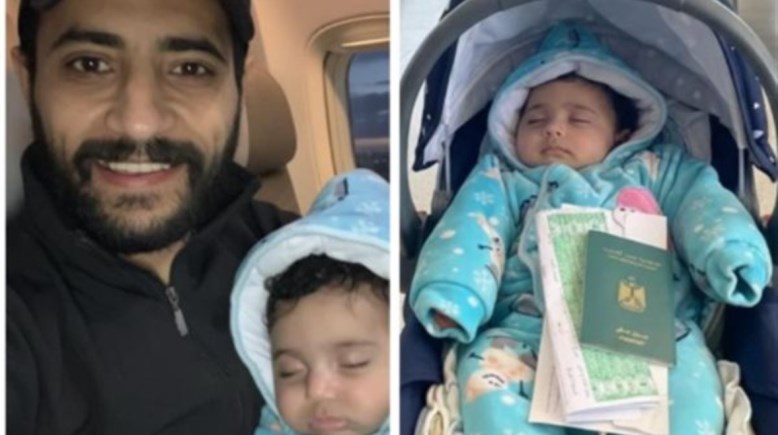 الزوج والطفل الرضيع