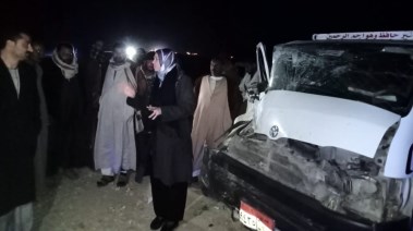 حادث تصادم سيارتين بصحراوي المنيا