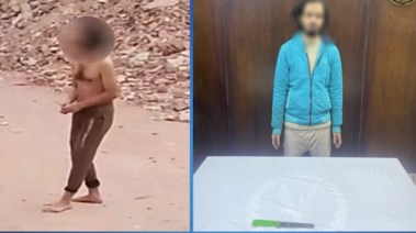 المتهم بعد ضبطه ولقطة من الفيديو 