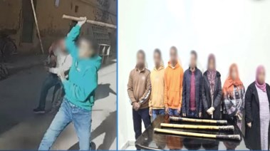 المتهمون بعد ضبطهم ولقطة من الفيديو 