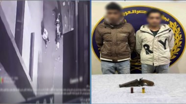 المتهمان بعد ضبطهما ولقطة من الفيديو 