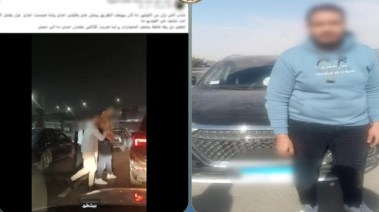 المتهم بعد ضبطه ولقطة من الفيديو 