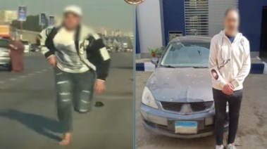 المتهم بعد ضبطه ولقطة من الفيديو 