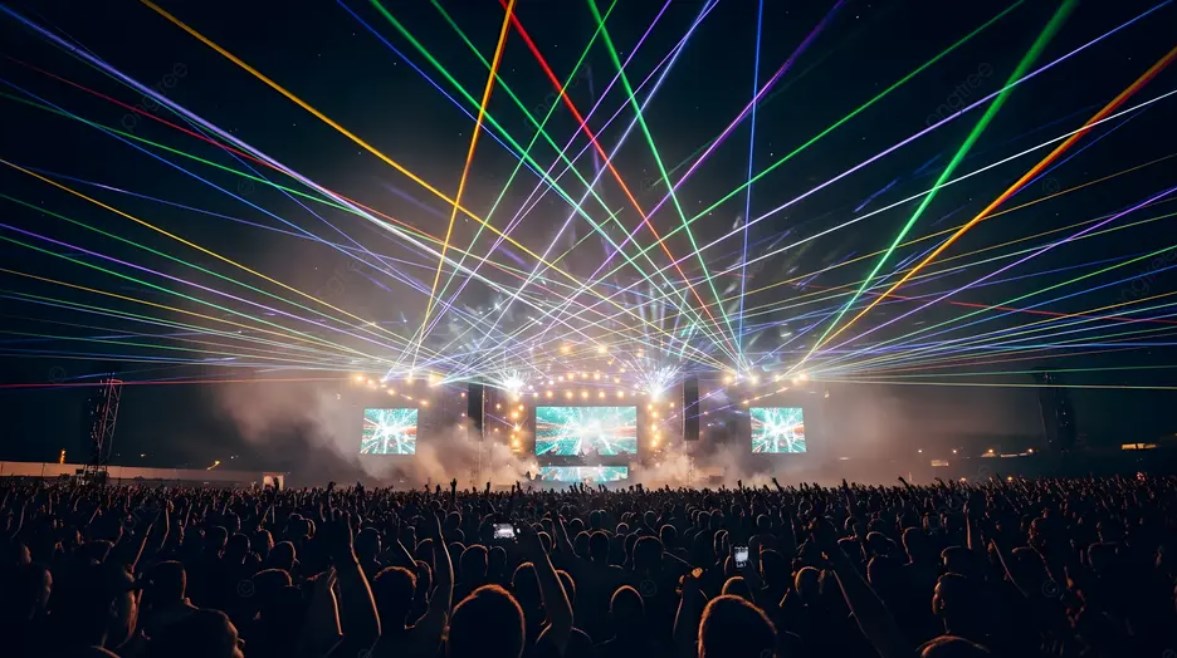 أشعة ليزر في حفلة ليلية