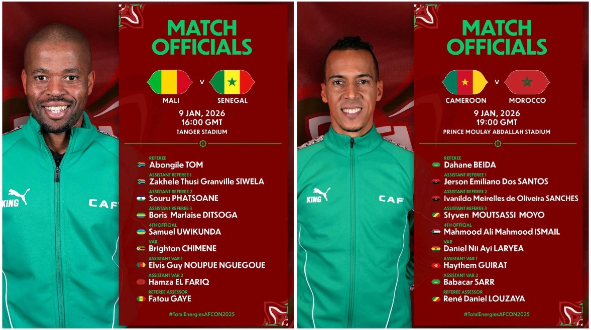 كاف يعلن طاقم حكام مباراتي الجمعة في ربع نهائي أمم أفريقيا 