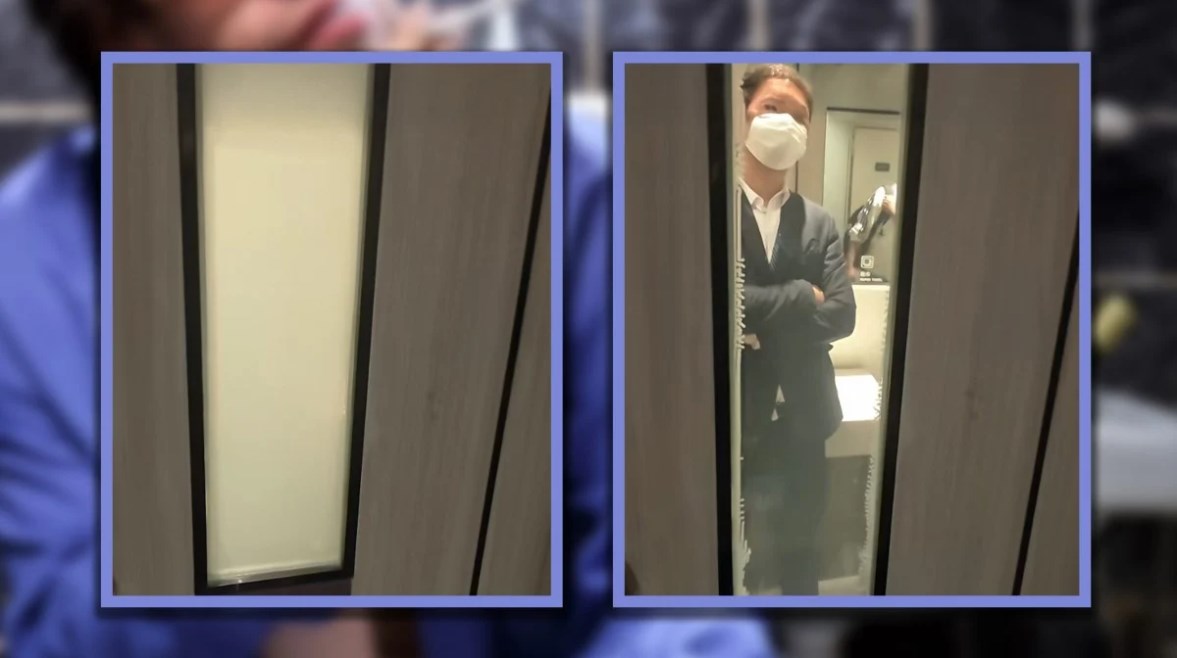 زجاج ساتر يتحول لفاضح في مركز تسوق صيني