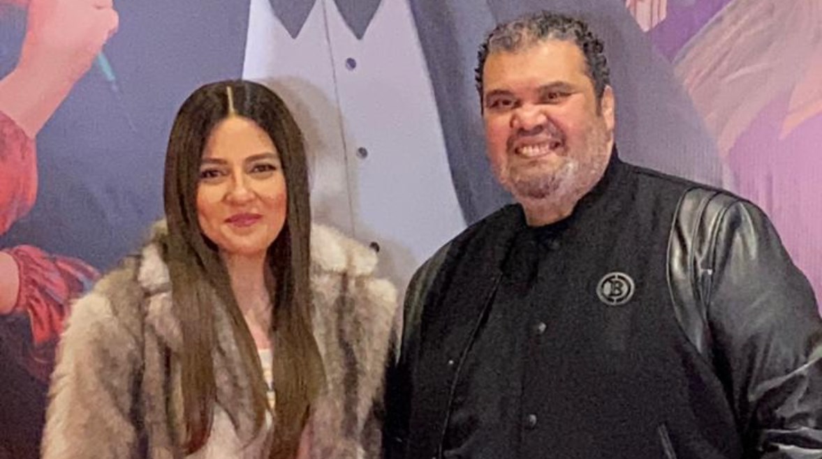 مي كساب وإبرام سمير من العرض الخاص لفيلم  مؤلف ومخرج وحرامي