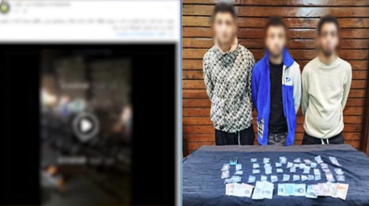 المتهمون بعد ضبطهم ولقطة من الفيديو 