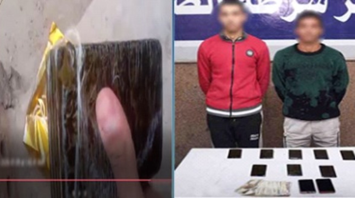 المتهمين بعد ضبطهم ولقطة من الفيديو 